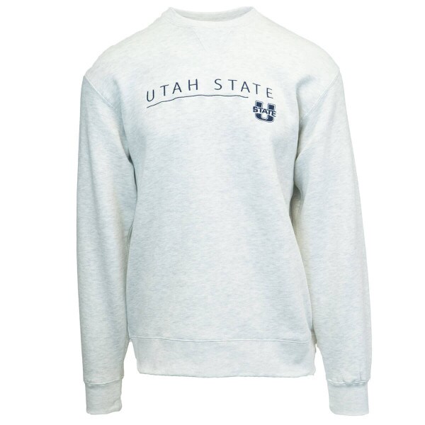 Utah State U-State Fleece-Lined Crew Sweatshirt Heathered Gray